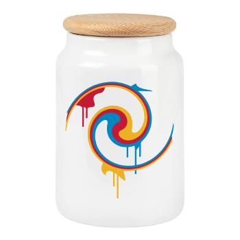 Bunte Farbspirale mit Graffiti-Stil - Keksdose mit Holzdeckel - Weiß - Vorne