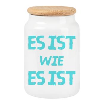 C’est ce que c’est - Boîte à biscuits avec couvercle en bois - blanc - Devant