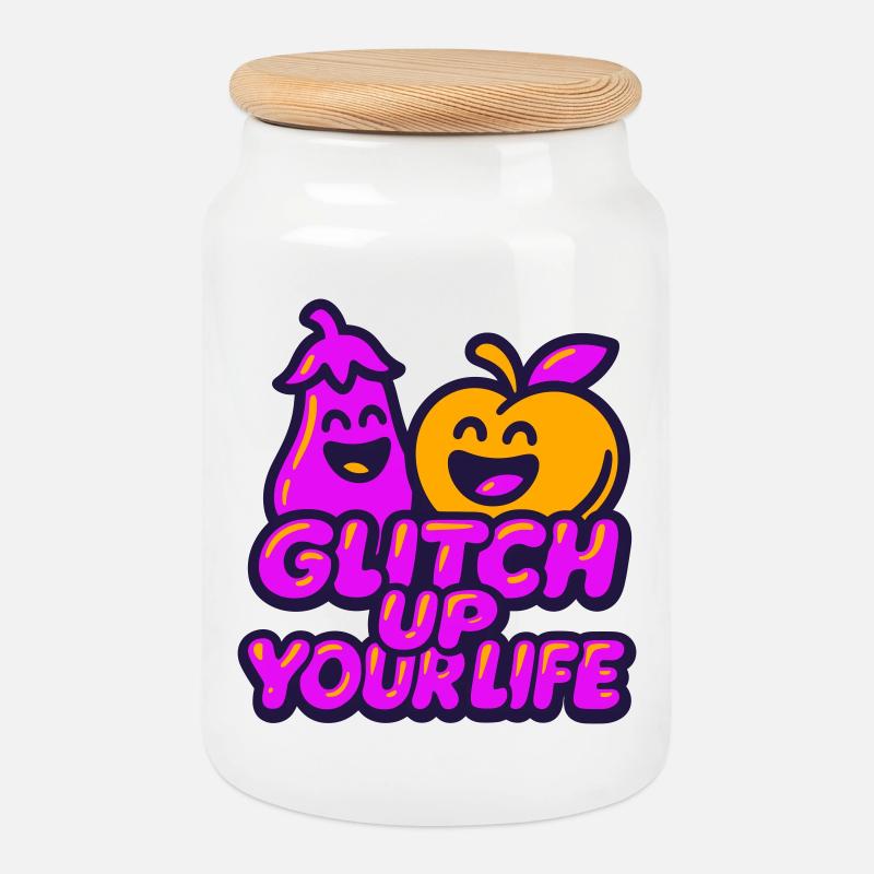 Glitch Up your Life 2 - Boîte à biscuits avec couvercle en bois - blanc