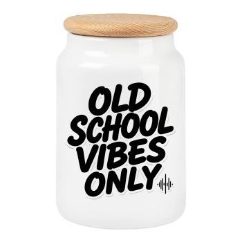 OLD SCHOOL VIBES uniquement - Boîte à biscuits avec couvercle en bois - blanc - Devant