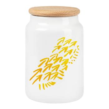 ornement à motif de flèches - Boîte à biscuits avec couvercle en bois - blanc - Devant