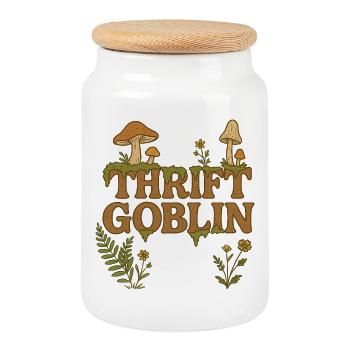 Illustration de la nature du gobelin de l'épargne - Boîte à biscuits avec couvercle en bois - blanc - Devant