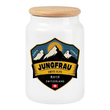 Jungfrau, Alpes suisses, Suisse - Boîte à biscuits avec couvercle en bois - blanc - Devant