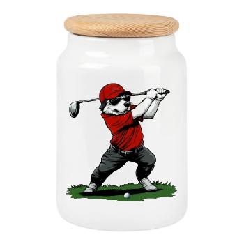 Golf pour chiens - Boîte à biscuits avec couvercle en bois - blanc - Devant