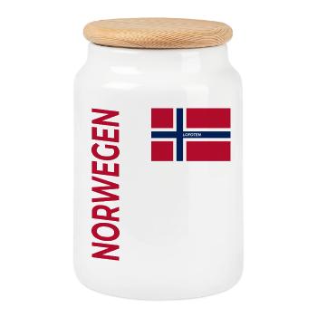 AUSTVÅGØY - Cookie Jar with Wooden Lid - white - Front