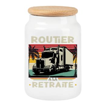 Retired Truck Driver - Heavy Goods Truck Driver - Cookie Jar with Wooden Lid - white - Front