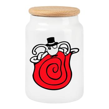 M. Escargot Sir Cylindre Monocle Riche Riche - Boîte à biscuits avec couvercle en bois - blanc - Devant