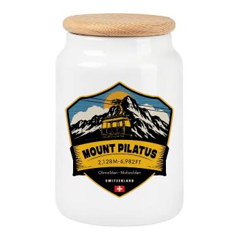 Mont Pilate , Alpes suisses , Suisse - Boîte à biscuits avec couvercle en bois - blanc - Devant