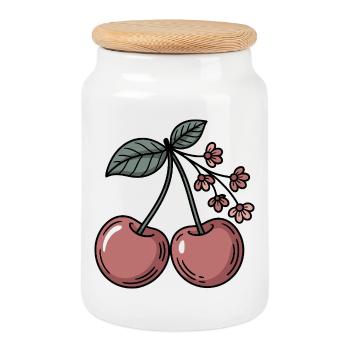Kirsche Grafik süß Kirschblüten - Keksdose mit Holzdeckel - Weiß - Vorne