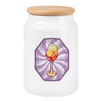 Summer Cocktail Illustration - Cookie Jar with Wooden Lid - white - Front