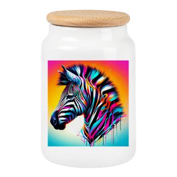 Zebra - Keksdose mit Holzdeckel - Weiß - Vorne