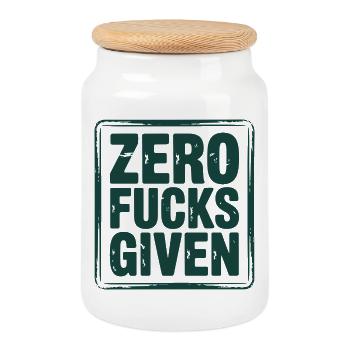 Entspanntes, rebellisches Statement-Design - Keksdose mit Holzdeckel - Weiß - Vorne