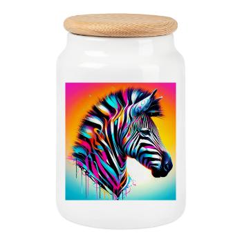 Zebra - Keksdose mit Holzdeckel - Weiß - Vorne