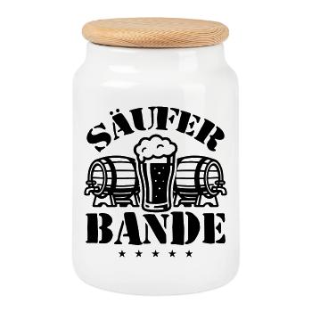 Säufer Bande Bier - Keksdose mit Holzdeckel - Weiß - Vorne