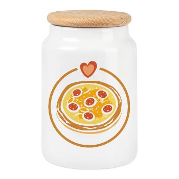 Pizza Love – Herz für Foodies - Keksdose mit Holzdeckel - Weiß - Vorne