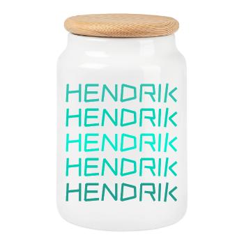 First name Hendrik - Cookie Jar with Wooden Lid - white - Front