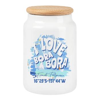 Nautisches Design Bora Bora Blau - Keksdose mit Holzdeckel - Weiß - Vorne