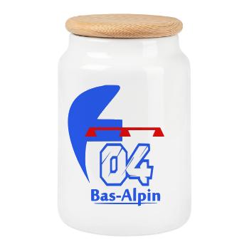  Logo Bas-Alpin - Boîte à biscuits avec couvercle en bois - blanc - Devant