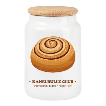 Skate Rolling Cinnamon Bun Design - Cookie Jar with Wooden Lid - white - Front