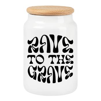 Rave jusqu’à la tombe - Boîte à biscuits avec couvercle en bois - blanc - Devant