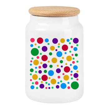 Colourful Polka Dot Pattern – Bright Spotty Dotted - Cookie Jar with Wooden Lid - white - Front