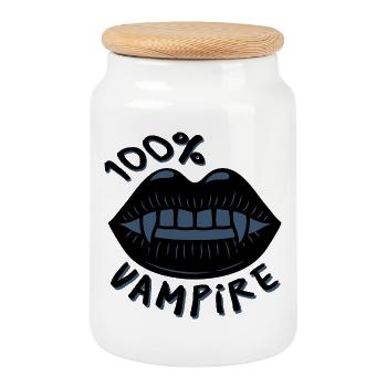 100% Vampire - Keksdose mit Holzdeckel - Weiß - Vorne