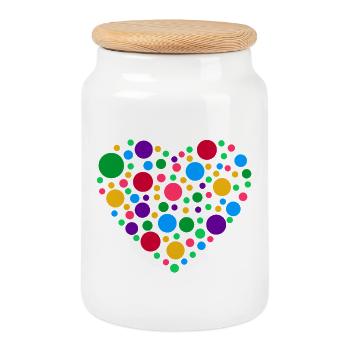 Spotty Heart Dots Tee - Cookie Jar with Wooden Lid - white - Front