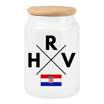Croatian flag - Cookie Jar with Wooden Lid - white - Front