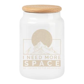 I Need More Space So I Escape to the Mountains - Cookie Jar with Wooden Lid - white - Front