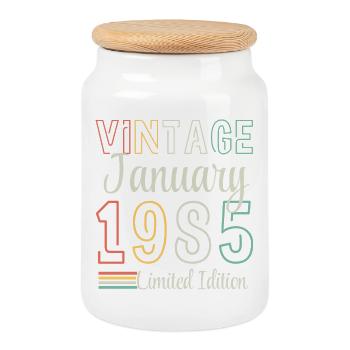 Jahrgang Februar 1985 – Jubiläums-Limitierte Auflage - Keksdose mit Holzdeckel - Weiß - Vorne