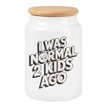 I Was Normal 2 Kids Ago - Cookie Jar with Wooden Lid - white - Front