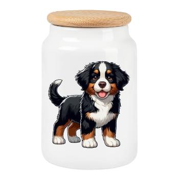 Bernese Mountain Dog sweet puppy - Cookie Jar with Wooden Lid - white - Front