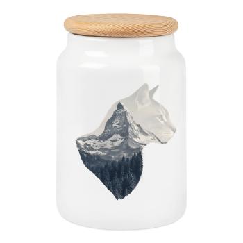 Matterhorn Cat Double Exposure - Cookie Jar with Wooden Lid - white - Front