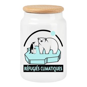 Réfugiés climatiques - Boîte à biscuits avec couvercle en bois - blanc - Devant