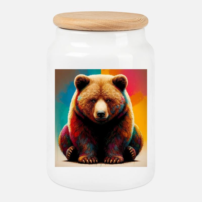 Bär - Keksdose mit Holzdeckel - Weiß