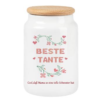 Best Aunt - Cookie Jar with Wooden Lid - white - Front