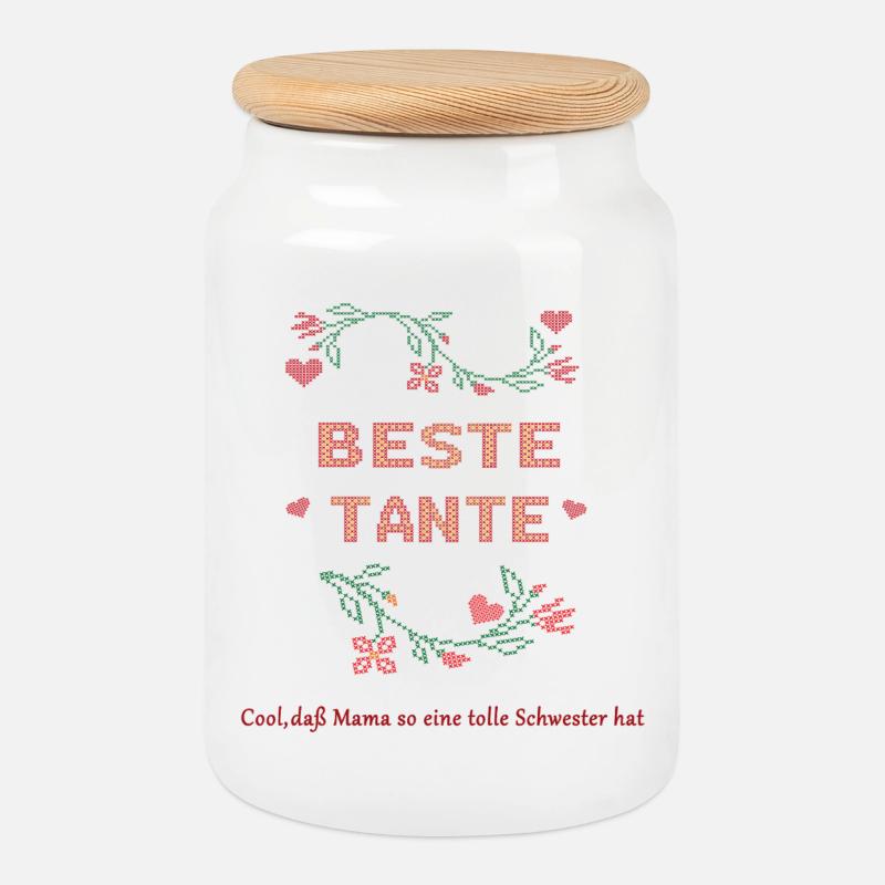 Beste Tante  - Keksdose mit Holzdeckel - Weiß