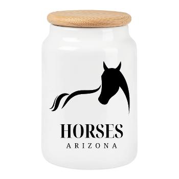 Horses, Pferde - Keksdose mit Holzdeckel - Weiß - Vorne