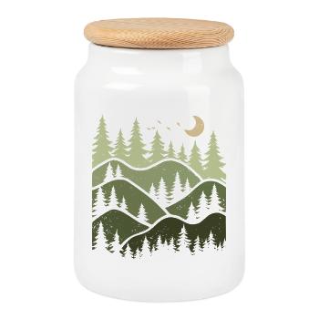 Wald Landschaft Natur Bäume Naturliebhaber - Keksdose mit Holzdeckel - Weiß - Vorne