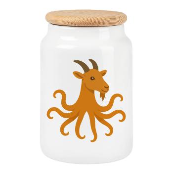 The octopus or goat octopus - Cookie Jar with Wooden Lid - white - Front