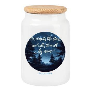 Bible Verse Christian Religious - Cookie Jar with Wooden Lid - white - Front