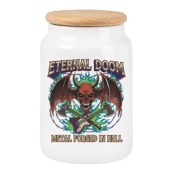 Eternal Doom Hell Metal Artwork - Cookie Jar with Wooden Lid - white - Front