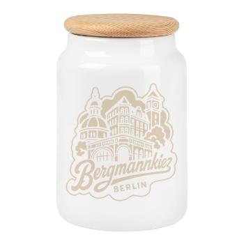 Bergmannkiez Berlin Architektur Vintage - Keksdose mit Holzdeckel - Weiß - Vorne