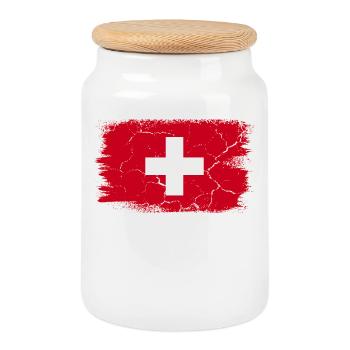 Bern - Boîte à biscuits avec couvercle en bois - blanc - Devant