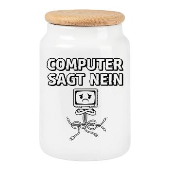 L’ordinateur dit non - Boîte à biscuits avec couvercle en bois - blanc - Devant