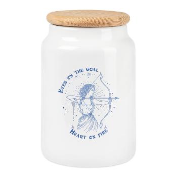 Sagittaire Zodiac Archer Signe Astrologique Cadeau - Boîte à biscuits avec couvercle en bois - blanc - Devant