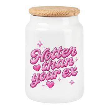hotter than your ex - Keksdose mit Holzdeckel - Weiß - Vorne