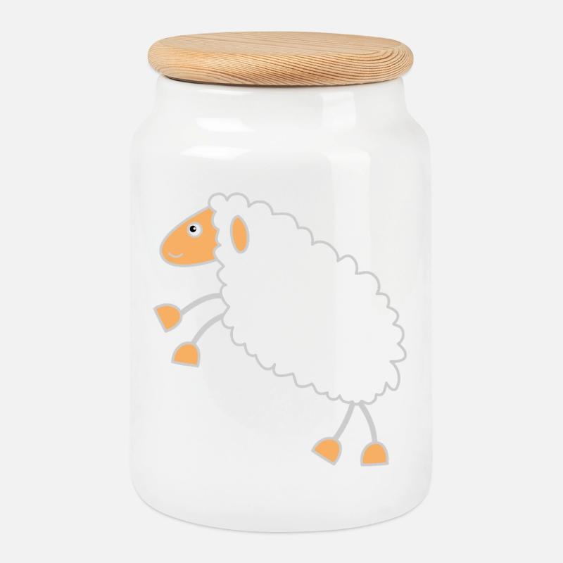 Flauschiges Schäflein Cartoon Design - Keksdose mit Holzdeckel - Weiß