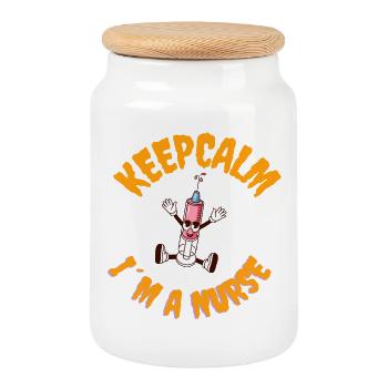 Stay calm, I'm a caregiver - Cookie Jar with Wooden Lid - white - Front