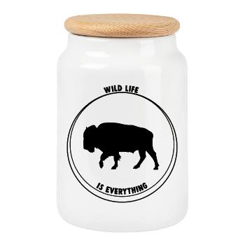 Buffalo wild life - Boîte à biscuits avec couvercle en bois - blanc - Devant